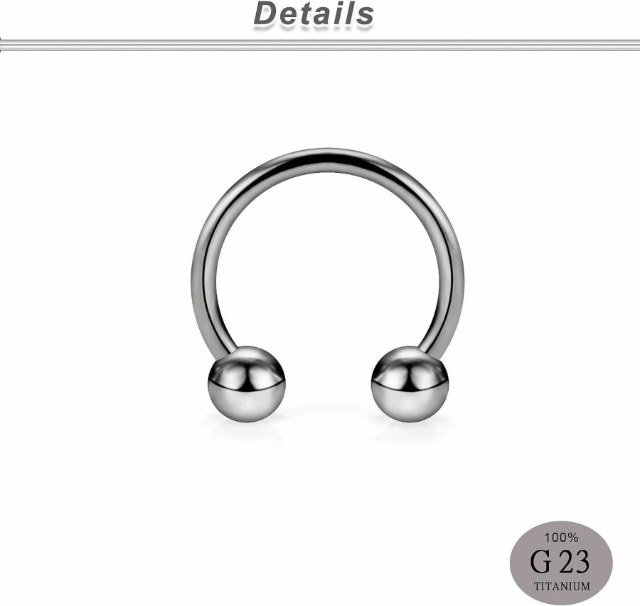 Ocptiy Ocptiy 16G G23 Titanium Septum Rings Cartilage Tragus Helix Daith Rook Earrings Hoops Horseshoes Septum Nose Lip Smiley Rings Piercing Jewelry For Women Men 8Mm 10Mm 12Mm | Body Piercing Rings