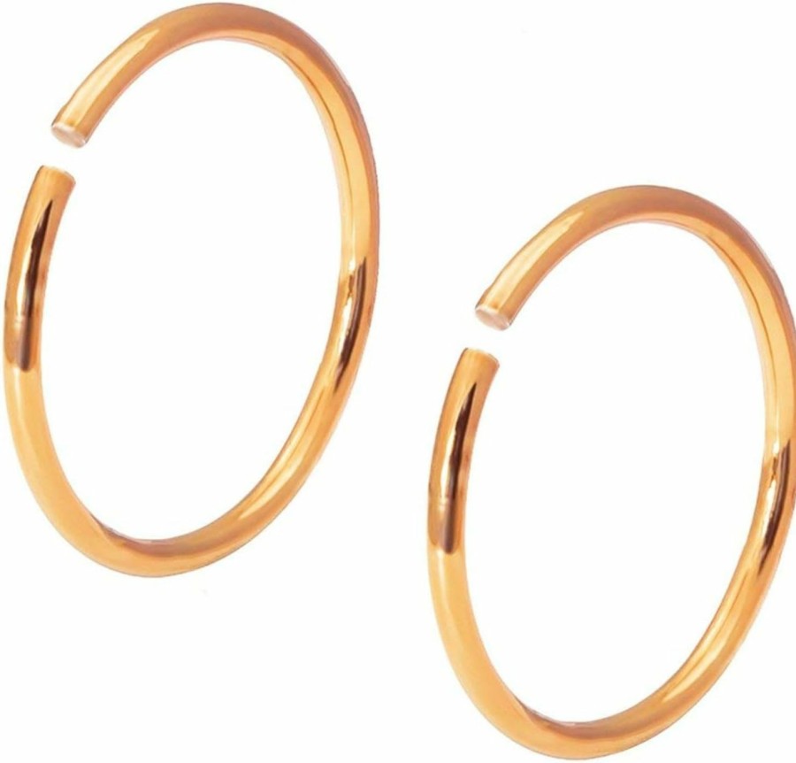 Forbidden Body Jewelry Forbidden Body Jewelry Thin Nose Ring Hoop, Tiny Nose Ring Hoop, Surgical Stainless Steel Nose Ring, 20G 8Mm Surgical Steel Titanium Ip Plated Rose Gold Nose Ring Hoop | Body Piercing Rings