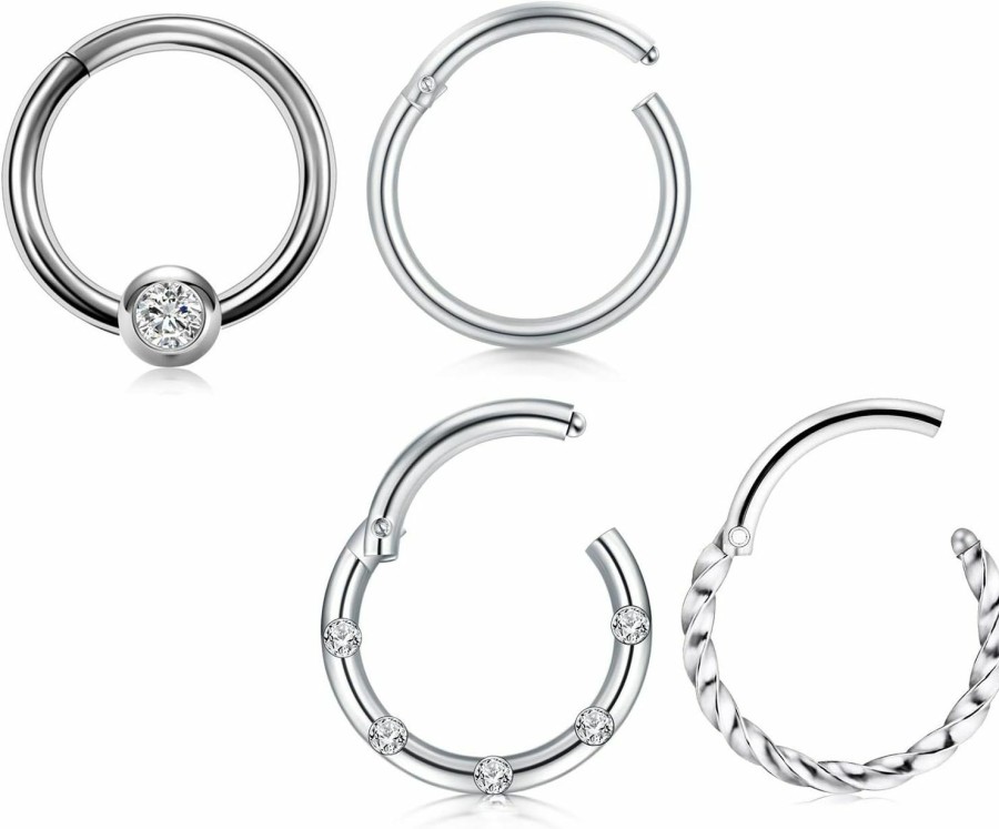 QWALIT Qwalit 16G 20G Daith Earrings Heart Moon Daith Piercing Jewelry For Women Tragus Hoop Surgical Steel Helix Cartilage Earring Hoop Cz Small Hoop Earring Silver Rose Gold | Body Piercing Rings