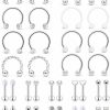 SCERRING Scerring 16G Lip Rings Stainless Steel Horseshoe Labret Monroe Lip Rings Nail Tragus Helix Earrings Studs Ring Medusa Piercing Jewelry 8Mm 36Pcs | Body Piercing Rings