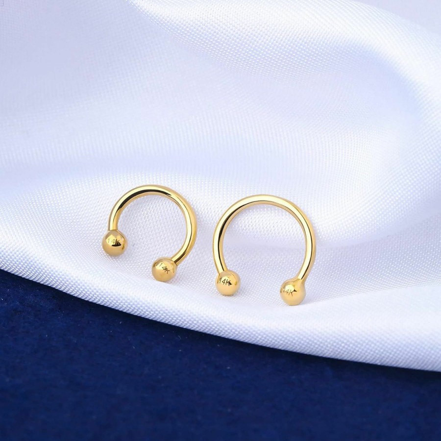 OUFER Oufer Gold Septum Piercing Jewelry 16G 14K Solid Gold Nose Septum Horseshoe Hoop Earring Helix Daith Cartilage Earrings | Body Piercing Rings