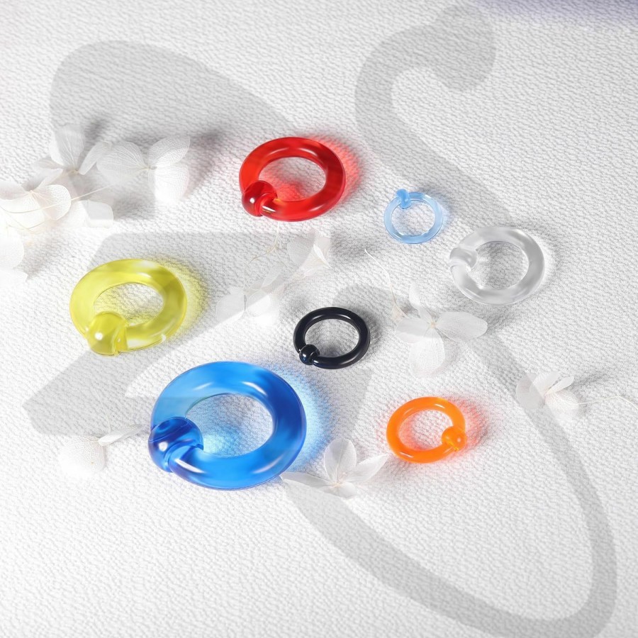 ZS Zs 6Pcs Captive Bead Rings Spring Action Bcr Ball Rings, 0G 2G 4G 6G 8G 12G Pa Ring, Acrylic Nose Septum Rings Pierced Body Jewelry For Men Women | Body Piercing Rings