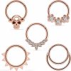 Vsnnsns Vsnnsns 16G Septum Rings Piercing Jewelry Skull Septum Jewelry Cz Clicker Ring Stainless Steel Opal Septum Hinged Segment Nose Rings Hoop Piercing Jewelry For Men Women 10Mm 5Pcs | Body Piercing Rings