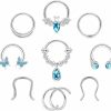 ZELORES Zelores 9Pcs 16G Septum Rings For Women Men Surgical Steel Clicker Septum Rings Horseshoe Daith Cartilage Helix Tragus Piercing Jewelry 10Mm Nose Hoop Ring Septum Piercing Jewelry | Body Piercing Rings