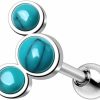 Amelia Fashion Amelia Fashion 16 Gauge Triple Turquoise Cartilage Earring Externally Threaded 316L Stainless Steel | Body Piercing Rings