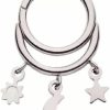 Pierced Owl Pierced Owl 16Ga 316L Stainless Steel Double Hoop With Sun, Star And Crescent Moon Dangling Charms Hinged Segment Clicker Ring | Body Piercing Rings