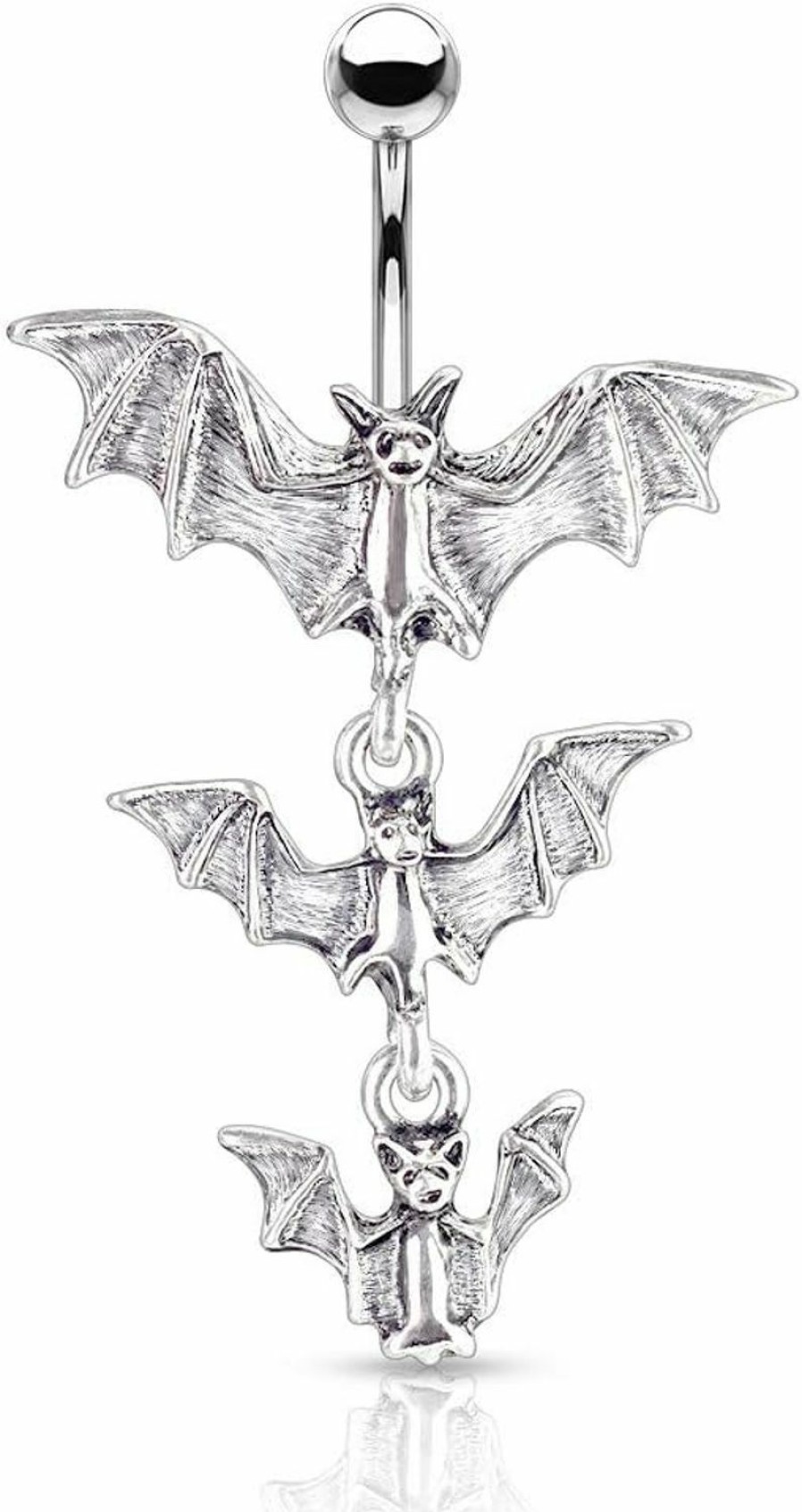 Pierced Owl Pierced Owl Gothic Triple Vampire Bat Dangling Belly Button Ring | Body Piercing Rings