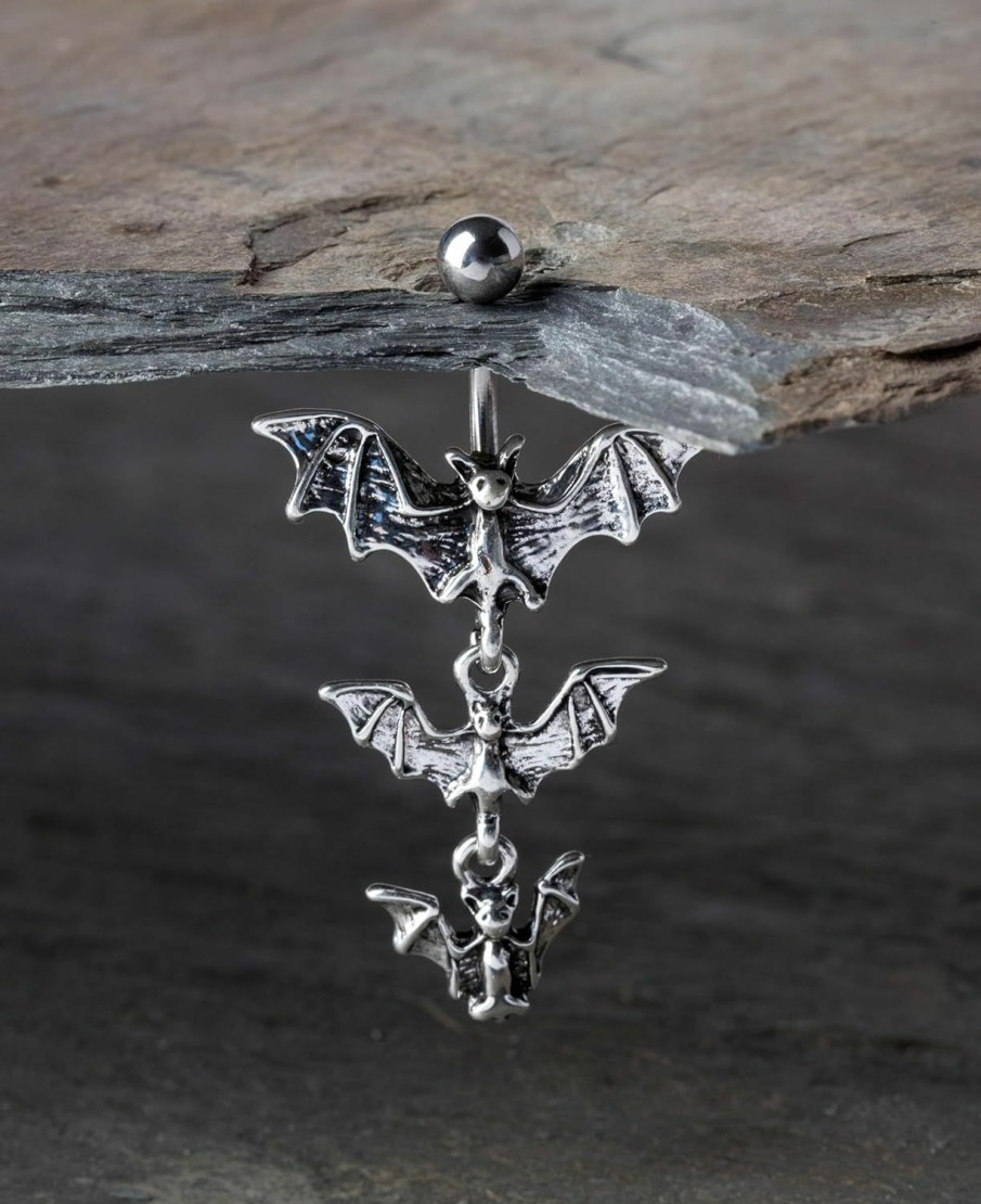 Pierced Owl Pierced Owl Gothic Triple Vampire Bat Dangling Belly Button Ring | Body Piercing Rings