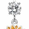 Pierced Owl Pierced Owl 14Ga Stainless Steel Cz Crystal Sunflower Dangling Belly Button Ring | Body Piercing Rings