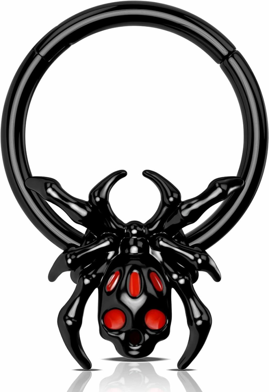 Jewseen Jewseen 16G Septum Ring Black Spider Septum Jewelry Septum Piercing Hinged Segment Ring Nose Ring Hoop Daith Earring Cartilage Earring Hoop For Women Men Septum Clicker For Halloween | Body Piercing Rings