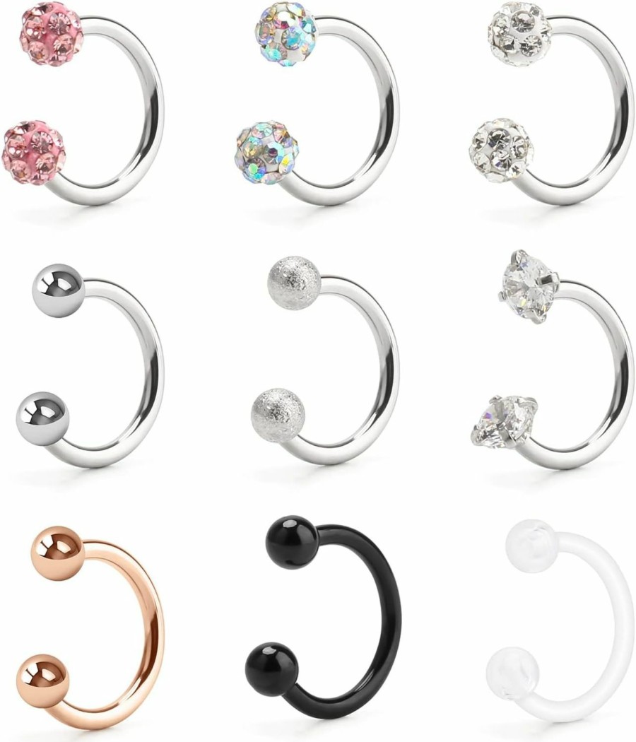 CrazyPiercing Crazypiercing Septum Rings 18G Horseshoe Piercing Jewelry Nose Lip Hoop Rings Stainless Steel Septum Jewelry For Men/Woman | Body Piercing Rings