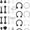 Vsnnsns Vsnnsns 16G Lip Rings Stainless Steel Opal Horseshoe Labret Monroe Lip Rings Nail Cartilage Tragus Helix Earrings Studs Septum Ring Medusa Piercing Jewelry Retainer 8Mm 26Pcs | Body Piercing Rings