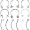 FECTAS Fectas 16G Lip Labret Studs Medusa Piercing Rings Eyebrow Ring Helix Conch Tragus Daith Rook Cartilage Flat Back Earrings Hoop Jewelry | Body Piercing Rings