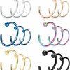 MILACOLATO Milacolato 22G Surgical Steel Nose Rings Hoop For Men Women C-Shape Flat Disc Thin Nose Ring Cartilage Tragus Ear Body Piercing Jewelry Set 18-27Pcs | Body Piercing Rings