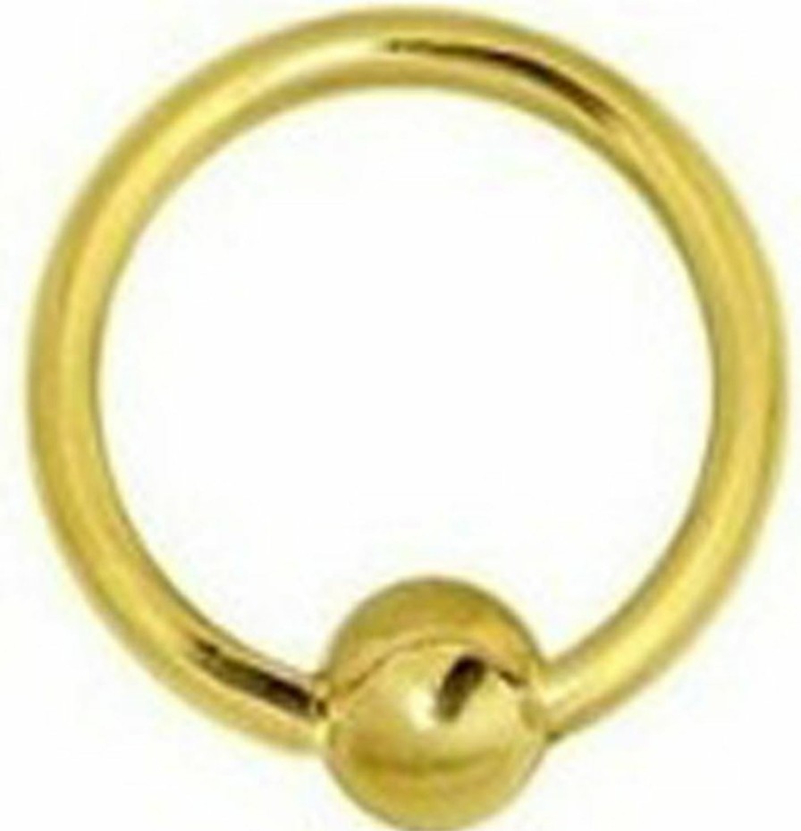 Ritastephens Ritastephens 14K Solid Yellow Gold Nipple Ring Captive Bead Ring Body Jewelry 14 Gauge | Body Piercing Rings