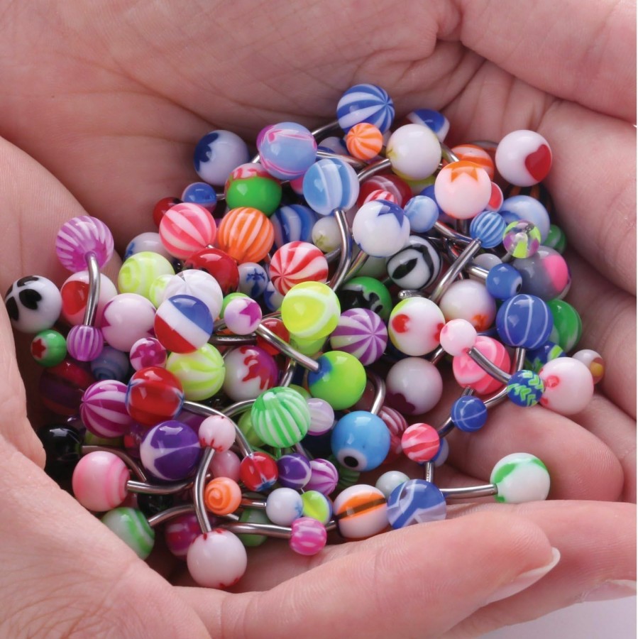 BodyJ4You Bodyj4You 100Pc Belly Button Rings Banana Barbells 14G Steel Flexible Bar Mix Color Body Jewelry | Body Piercing Rings