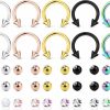 Ftovosyo Ftovosyo 10Pcs Horseshoe Rings + 30Pcs Replacement Balls 16G Surgical Steel Nose Septum Horseshoe Hoop Eyebrow Lip Piercing Jewelry Helix Daith Earrings Externally Threaded Barbell Parts | Body Piercing Rings