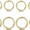 NewZenro Newzenro 8Pcs Surgical Stainless Steel Sleeper Cartilage Daith Tiny Small Huggie Hoop Earrings Septum Hinged Clicker Nose Ring For Women Men Helix Tragus Piercings Jewelry 8Mm 10Mm Set Gold 18G | Body Piercing Rings