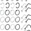 Lcolyoli Lcolyoli Nose Rings Hoop 20G Surgical Stainless Steel Septum Ring L Shape Nose Studs Screw C Shape High Nostril Piercing Jewelry Pack For Women Men 40 Pieces | Body Piercing Rings