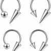 CHARMONLINE Charmonline 16G Spike Septum Rings Horseshoe Nose Rings 316L Stainless Steel Daith Helix Tragus Cartilage Earrings Hoop Rook Lobe Lip Piercing For Women Men | Body Piercing Rings