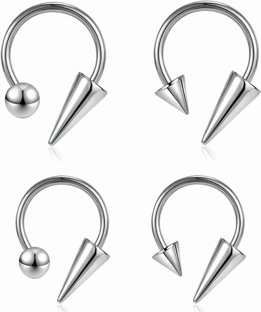 CHARMONLINE Charmonline 16G Spike Septum Rings Horseshoe Nose Rings 316L Stainless Steel Daith Helix Tragus Cartilage Earrings Hoop Rook Lobe Lip Piercing For Women Men | Body Piercing Rings