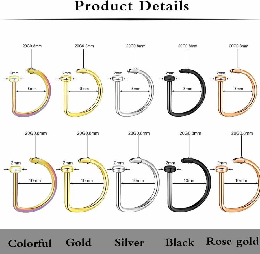 ONESING Onesing 2-36 Pcs 20G Double Hoop Nose Ring For Single Piercing Nose Rings Hoops Double Nose Rings For Women Nose Ring Hoop For Women Nose Piercing Jewelry | Body Piercing Rings