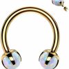 Generic 8Mm Claw Set Opal Stone Internally Threaded Horseshoes Nose Septum Rings Cartilage 16G - Gold/Opal White | Body Piercing Rings