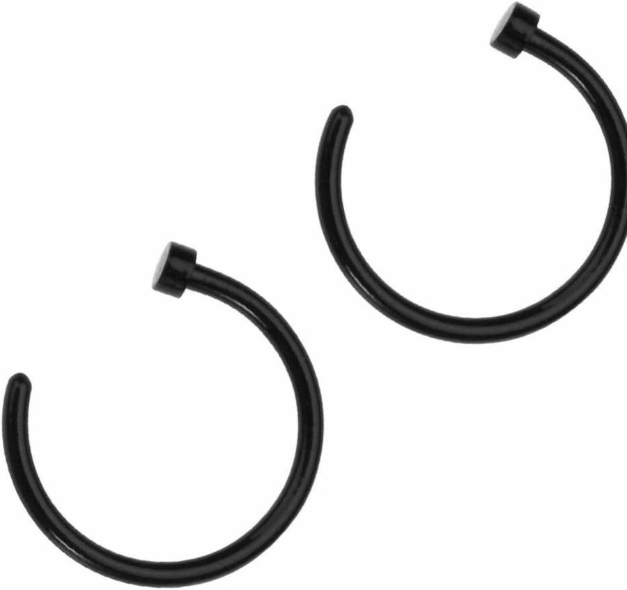 Generic Generic 2 Pcs Uni Surgical Steel Hinged Clicker Segment Nose Rings Hoop Helix Cartilage Earrings Titanium Steel Body Piercing Stud, Black, 5Cgzt0Ay1046Q85E3117Uty8, 0.8X0.8X0.1Cm | Body Piercing Rings