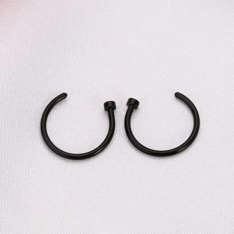 Generic Generic 2 Pcs Uni Surgical Steel Hinged Clicker Segment Nose Rings Hoop Helix Cartilage Earrings Titanium Steel Body Piercing Stud, Black, 5Cgzt0Ay1046Q85E3117Uty8, 0.8X0.8X0.1Cm | Body Piercing Rings