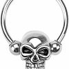 Pierced Owl Pierced Owl 16Ga Stainless Steel Skull Septum Nose Captive Bead Ring | Body Piercing Rings