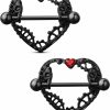 COCHARM Cocharm 2Pcs Black Heart Nipple Rings 14G Devil Heart Nipple Rings Halloween Nipple Barbell Goth Gothic Nipple Piercing Jewelry For Women | Body Piercing Rings