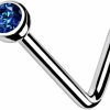 FIFTH CUE Fifth Cue Solid Grade 23 Titanium Press Fit Cubic Zirconia 2Mm Micro Ball Top L Bend Stud Nose Ring | Body Piercing Rings