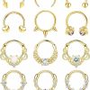 CASSIECA Cassieca 16G Septum Rings Surgical Steel Septum Jewelry Hinged Nose Rings Hoop Cz Horseshoe Cartilage Earrings Hoop Helix Tragus Daith Piercing Jewerly | Body Piercing Rings