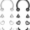 THUNARAZ Thunaraz 16G G23 Titanium Horseshoe Septum Rings For Women Men Horseshoe Nose Rings Hoop Helix Cartilage Tragus Earrings Eyebrow Lip Navel Belly Septum Nipple Piercing Ring 6-12Mm | Body Piercing Rings