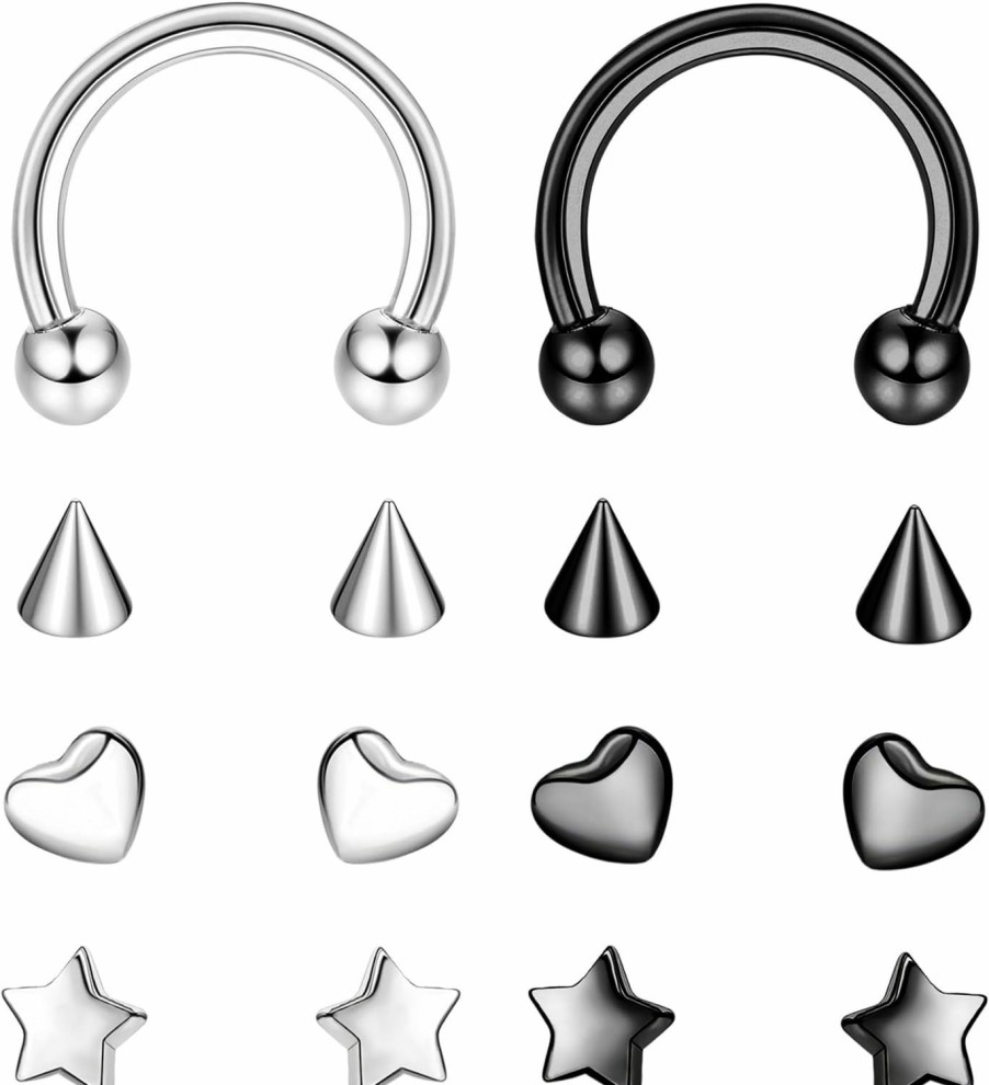 THUNARAZ Thunaraz 16G G23 Titanium Horseshoe Septum Rings For Women Men Horseshoe Nose Rings Hoop Helix Cartilage Tragus Earrings Eyebrow Lip Navel Belly Septum Nipple Piercing Ring 6-12Mm | Body Piercing Rings