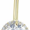 AVORA Avora 10K Gold 8Mm Simulated Diamond Cz Halo Belly Button Ring Body Jewelry (14 Gauge) | Body Piercing Rings