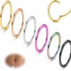 FIBO STEEL Fibo Steel 6Pcs 14G New Oval Belly Button Ring 316L Surgical Steel Belly Hoop Ring Colored Navel Rings Clicker Segment Belly Piercing Jewelry | Body Piercing Rings