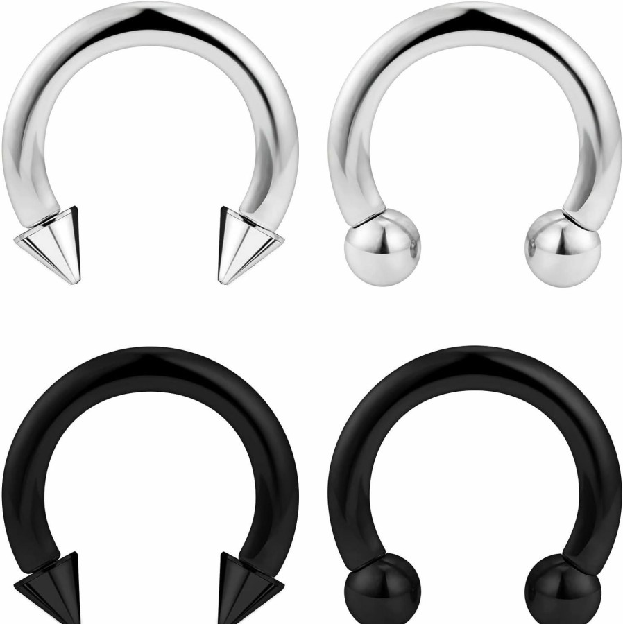 Hnxnskt Hnxnskt Good Weithts For Stretched Ears Gauges Earrings 2G 4G 6G 8G Surgical Steel Large Septum Rings Pa Ring Internally Threaded Circular Horseshoe Barbells Body Piercing Jewelry For Women Men | Body Piercing Rings