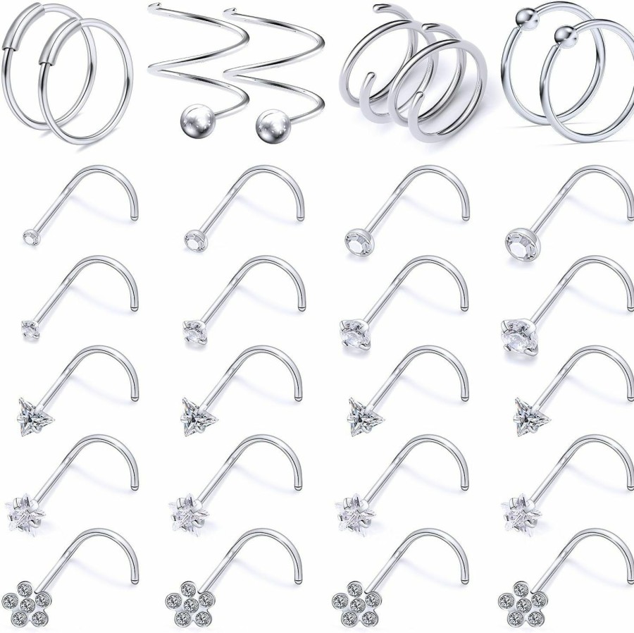 Tkzndnm Tkzndnm Nose Rings Nose Studs Nose Rings Hoops Nose Piercings Double Nose Ring For Single Piercing Double Hoop Nose Ring Nose Rings Studs Nose Rings For Women Nose Piercing Jewelry Hoop Nose Ring | Body Piercing Rings