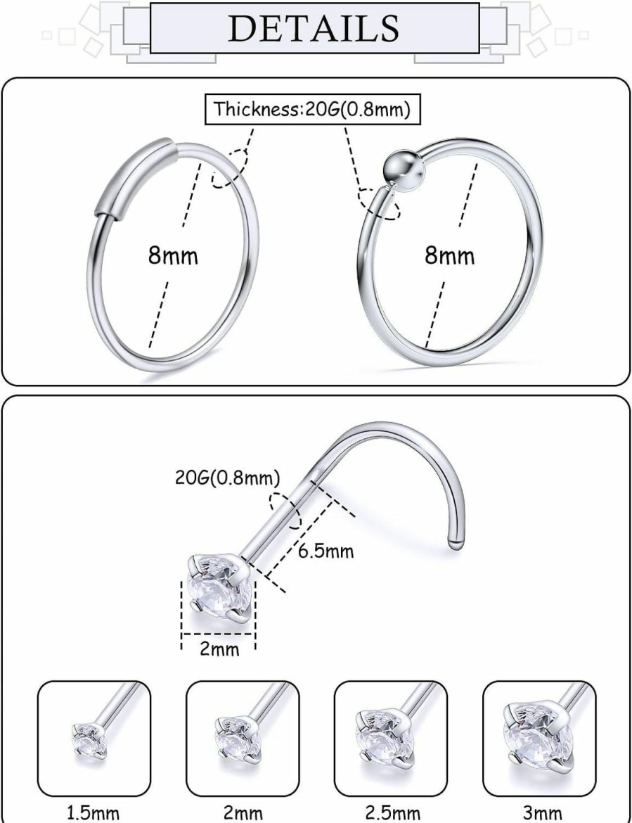 Tkzndnm Tkzndnm Nose Rings Nose Studs Nose Rings Hoops Nose Piercings Double Nose Ring For Single Piercing Double Hoop Nose Ring Nose Rings Studs Nose Rings For Women Nose Piercing Jewelry Hoop Nose Ring | Body Piercing Rings