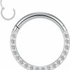 PEAKLINK Peaklink G23 Titanium Cz Opal Septum Jewelry 16G 18G Hinged Segment Clicker Nose Ring Hoop Septum Ring Daith Rook Earrings Cartilage Conch Helix Body Piercing Jewelry | Body Piercing Rings