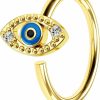 OUFER Oufer 20G Nose Ring Hoop,316L Stainless Steel Blue Evil Eye Cartilage Earrings,Nose Piercing Jewelry For Women And Men Silver Color | Body Piercing Rings