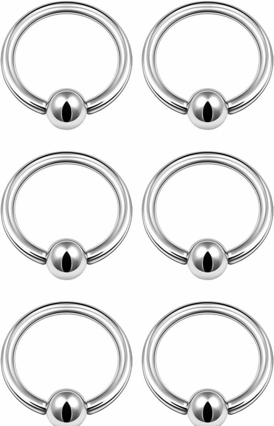 KJM Fashion Kjm Fashion 6Pcs Captive Ring Ball Cartilage Tragus Nose Septum Earrings Eyebrow Piercing Jewelry More Colors And Size | Body Piercing Rings