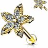 Amelia Fashion Amelia Fashion 16 Gauge Marquise Cz Flower Top Internally Threaded Flat Back Studs For Labret, Monroe, Cartilage, And More 316L Surgical Steel (Choose Color) | Body Piercing Rings