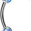 Amelia Fashion Amelia Fashion 16 Gauge Claw Set Opals On Internally Threaded 316L Surgical Steel Eyebrow Barbell (Choose Color) | Body Piercing Rings