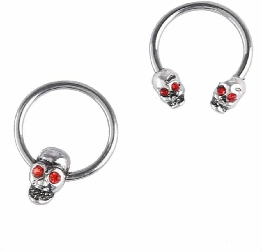 rgwtgkyh Rgwtgkyh 2Ps Skull Body Jewelry Surgical Steel Skull Nose Ring Nipple Rings Exaggerated Halloween Nose Ring Hoop Skull Septum Ring For Women Girls | Body Piercing Rings