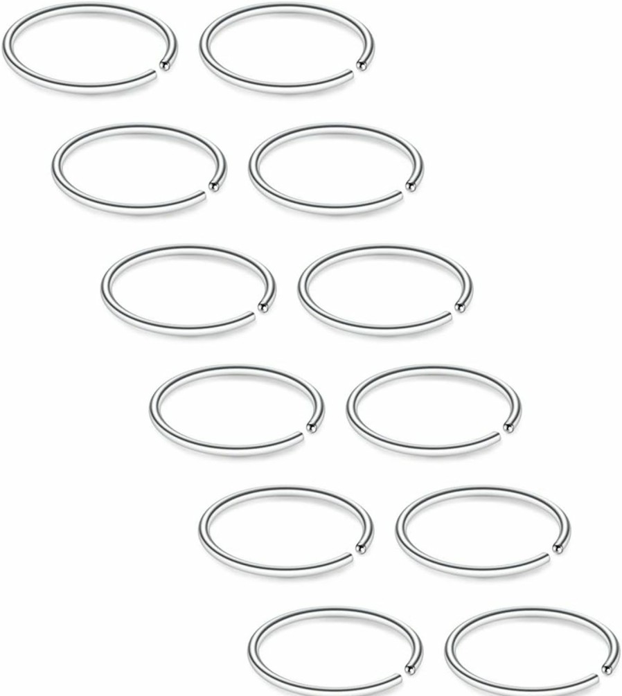 SCERRING Scerring 12-27Pcs 22G Stainless Steel Fake Nose Septum Hoop Rings Lip Helix Cartilage Tragus Ear Ring Piercing 6-10Mm | Body Piercing Rings