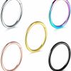 Generic 5Pcs 316L Surgical Steel Hinged Nose Ring 20G 18G 16G Septum Clicker Nose Hoop Rings Tragus Septum Cartilage Hoop Earrings 6/7/8/9/10Mm | Body Piercing Rings