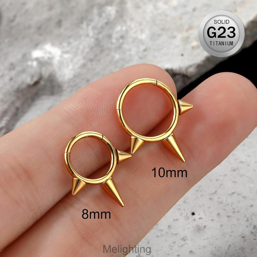 Melighting Melighting Titanium Septum Ring, 16G Spike Septum Jewelry, Titanium Daith Piercing Jewelry, Spike Conch Piercing Jewelry, Titanium Helix Earring | Body Piercing Rings