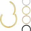 MeiziQL 4Pcs 16G 18G 20G Surgical Steel Nose Rings Hoops Hinged Clicker Septum Ring Lip Ring Cartilage Hoop Gold Silver Rose Gold Black 6Mm 7Mm 8Mm 9Mm10Mm 12Mm Hypoallergenic Body Piercing Jewelry For Women Men | Body Piercing Rings